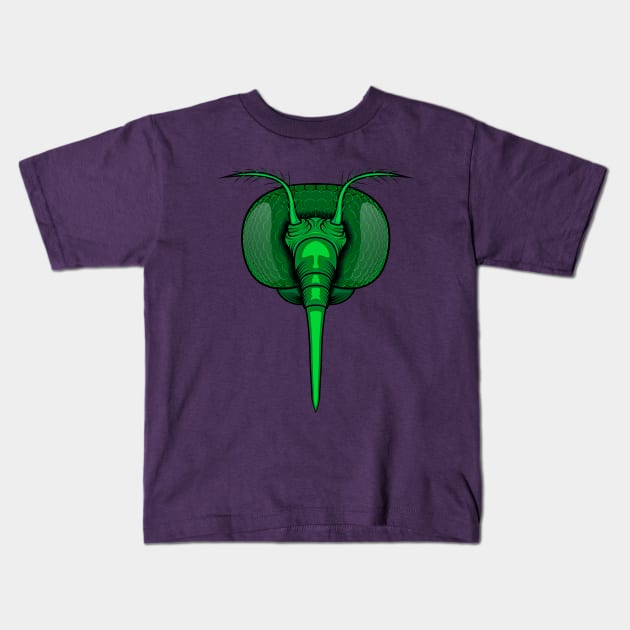 Mosquito head green Kids T-Shirt by Mako Design 